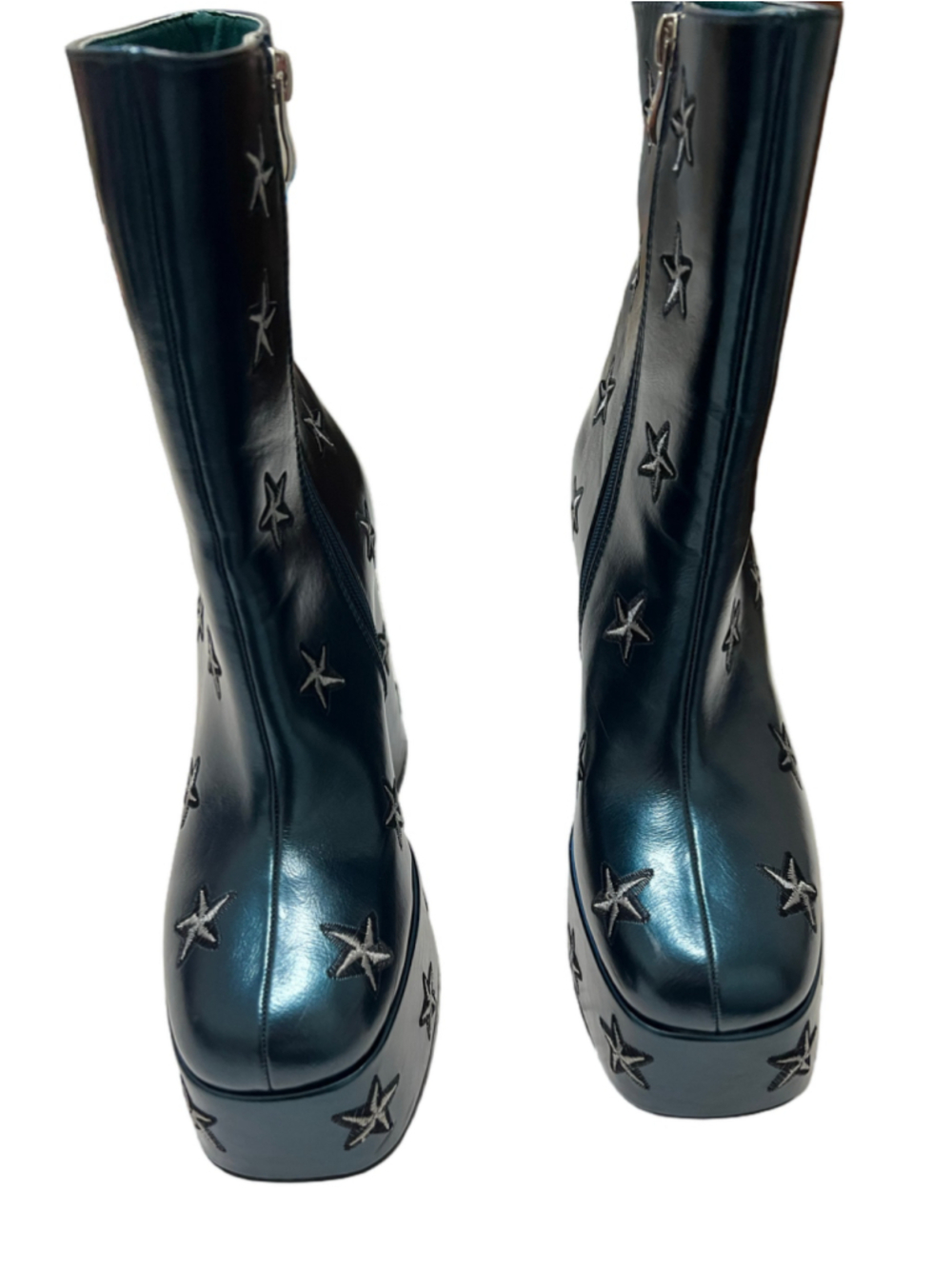 Women's Koi Footwear Dreams of Mooncraft Teal Heeled Platform Boots Size 7UK